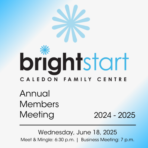 graphic with BrightStart Caledon Logo and the workds Annual Members Meeting 2024-2025