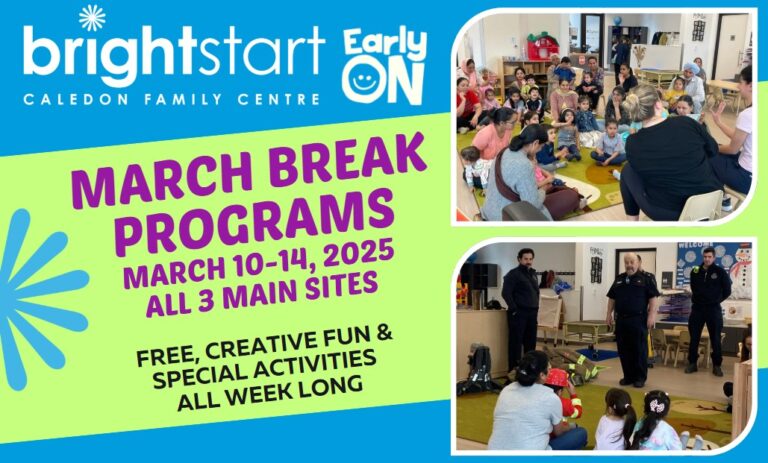 Test reads March Break Programs, March 10-25 2025. All 3 Main Sites. Free, Creative Fun and Special Activities All Week Long
