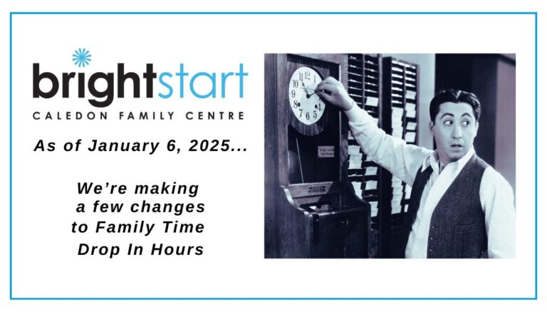 A graphic showing a man adjusting the hands of a clock. The words read" As of Jan. 6, 2025, We are making a few changes to Family time drop In hours